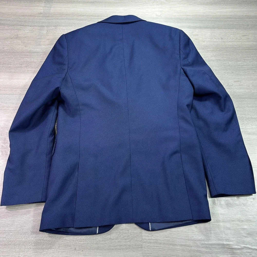 Alain Dupetit Suit Jacket Mens‎ 36R Blue Rayon Blend 2 Button Dress Blazer